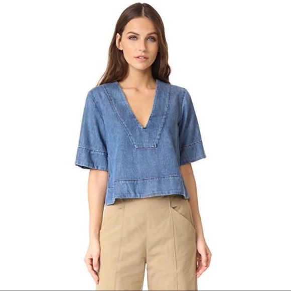 A.L.C. Tops - ALC denim jean v neck size top blouse 4